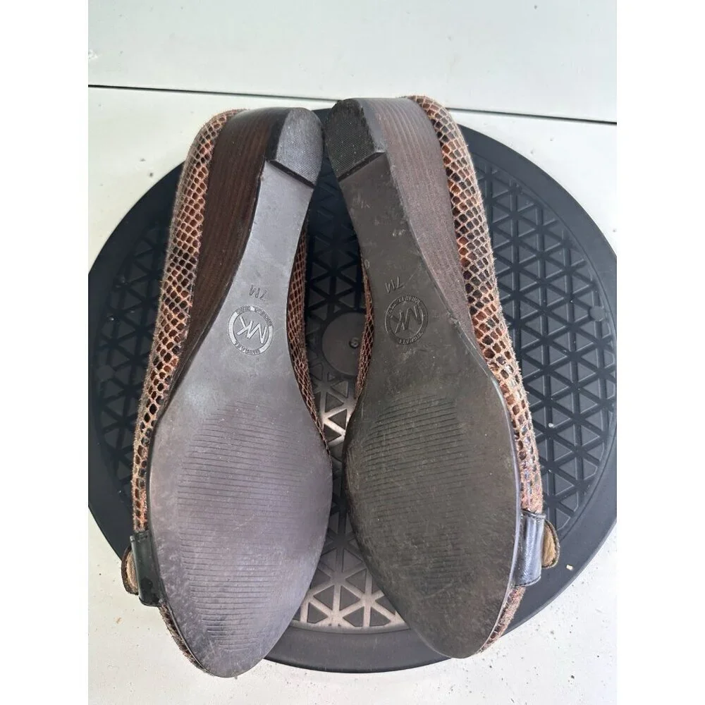 MK Michael Kors Wooden Wedge Python Heel Sz 7 M